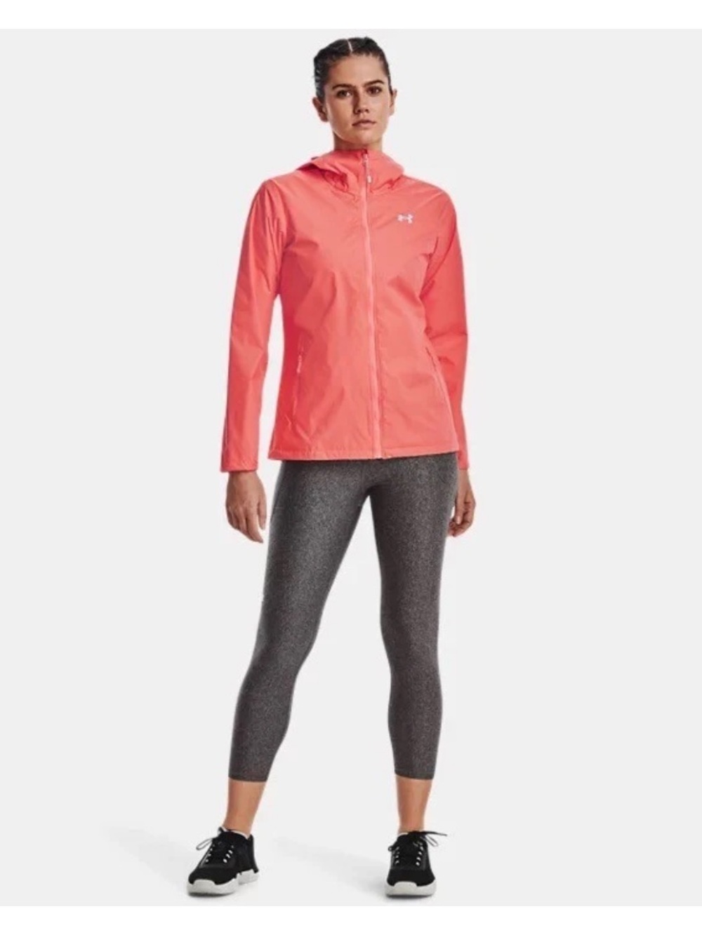 Under Armour UA Storm Forefront Jacket Hooded Coral Windbreaker size Large EUC